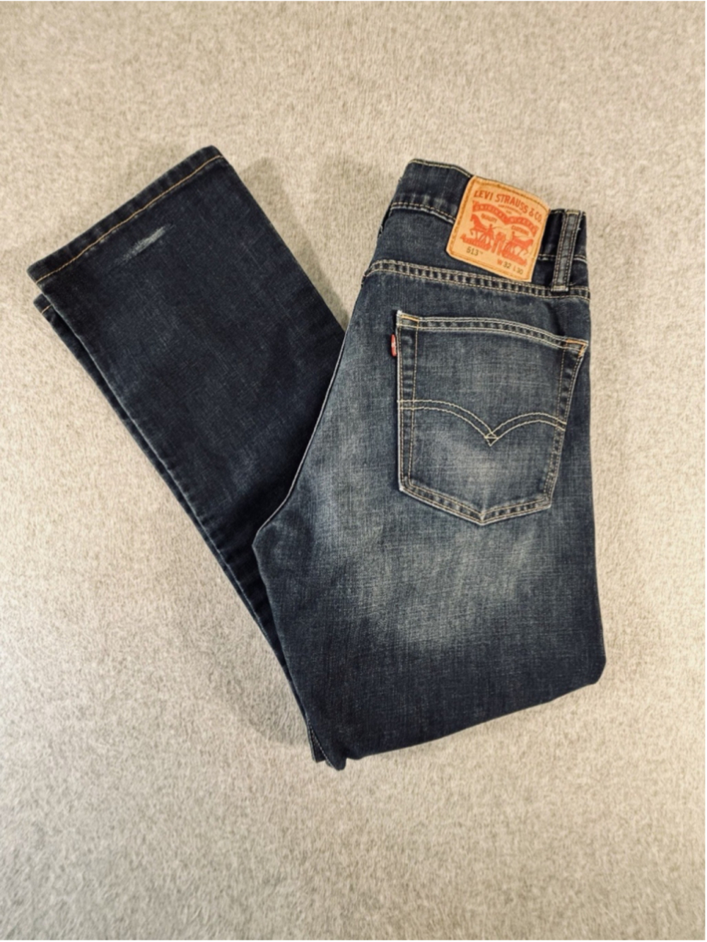 Levis 513 Slim Straight Jeans Mens 32x30 Dark Wash Stretch Denim Distressed